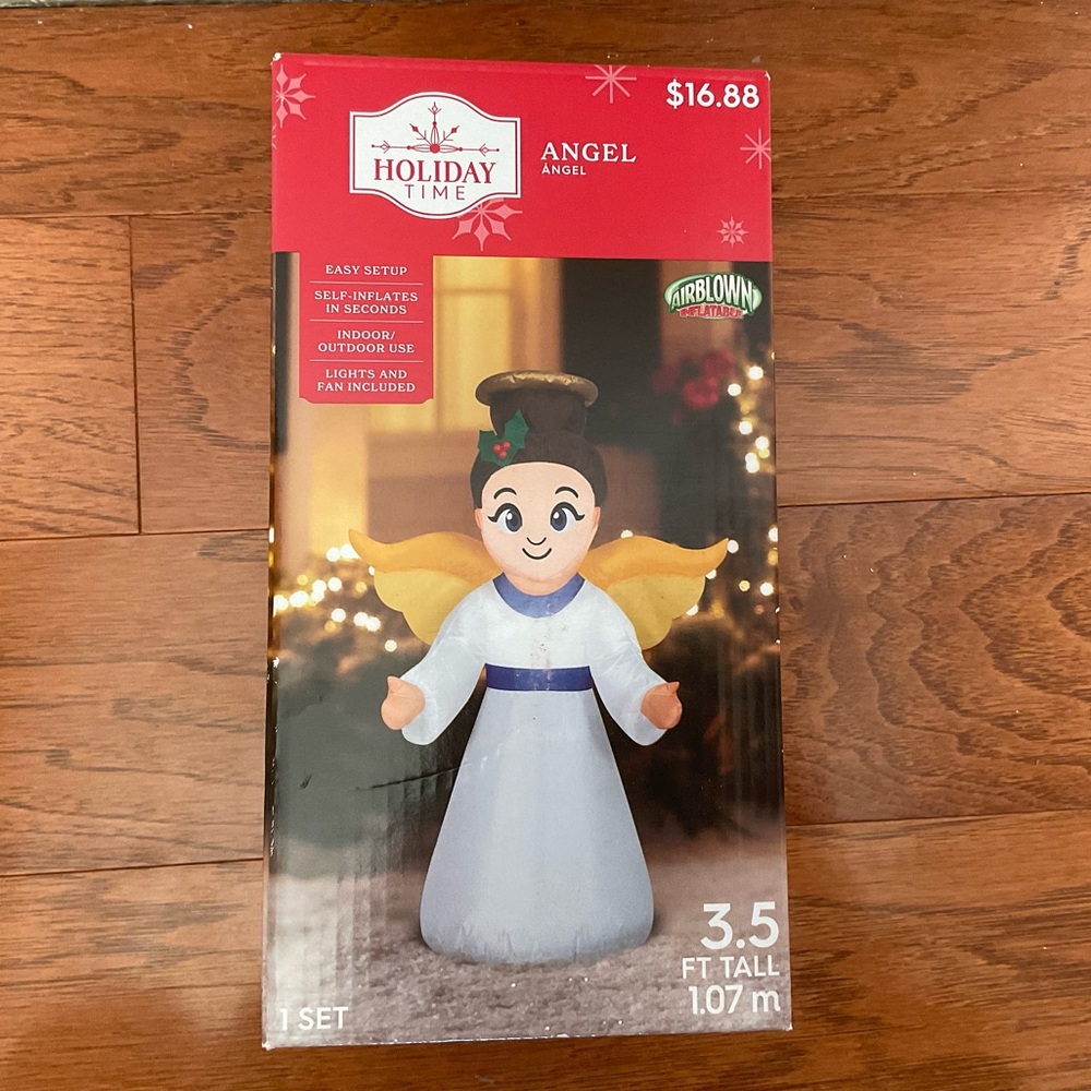 Christmas Inflatable Lighted Angel 42" tall Easy Setup NIB
